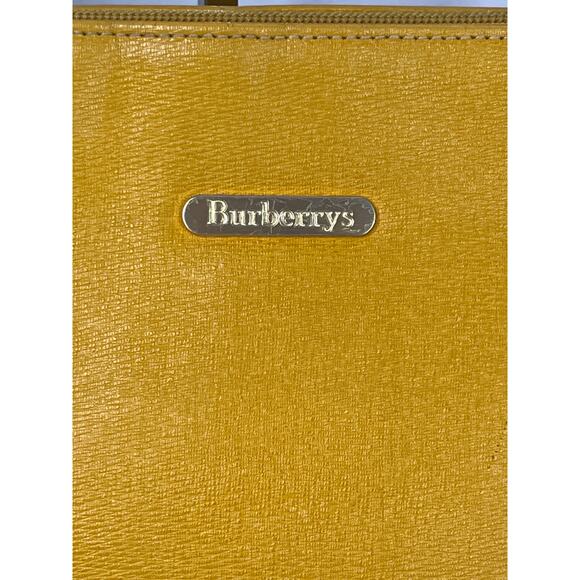 Burberrys Yellow Embossed Leather Bucket Shoulder Bag Vintage Nova Check Lining - Picture 4 of 16